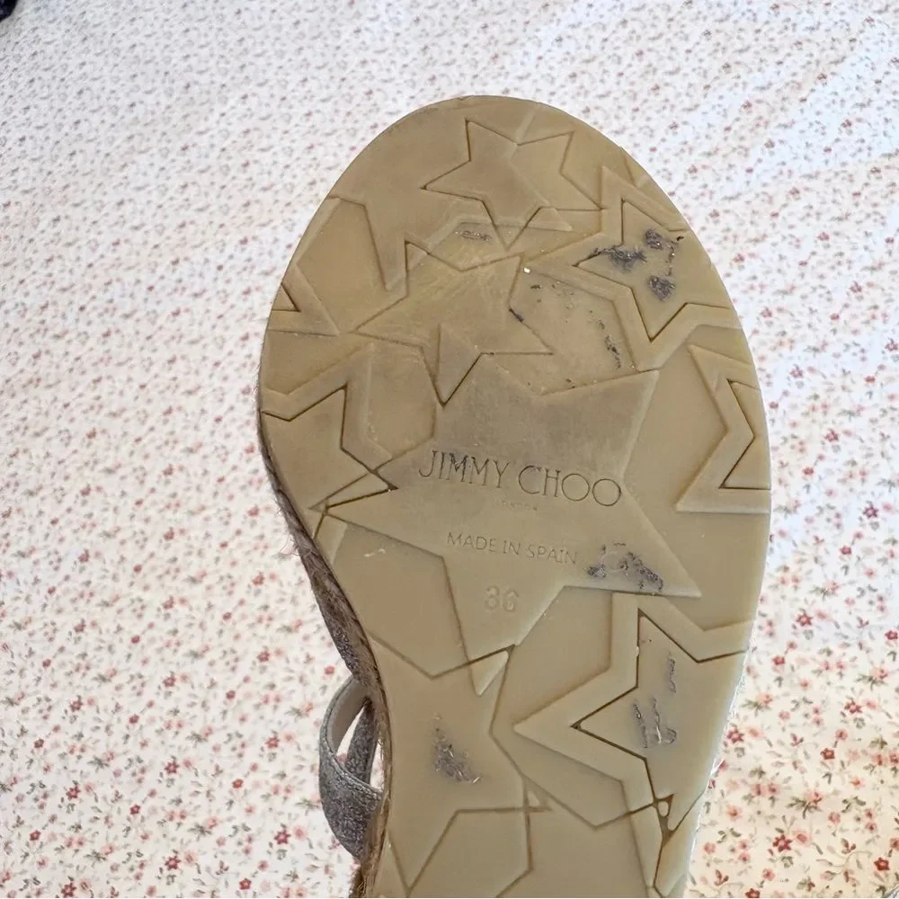 Jimmy Choo Alanah Gold Wedge Sandals